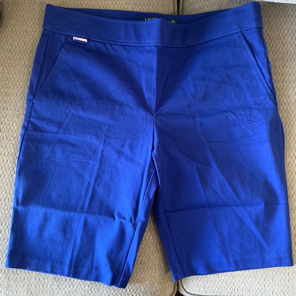 Lauren Ralph Lauren Active Royal Blue Bermuda Shorts Womens 12 Pull On Stretch